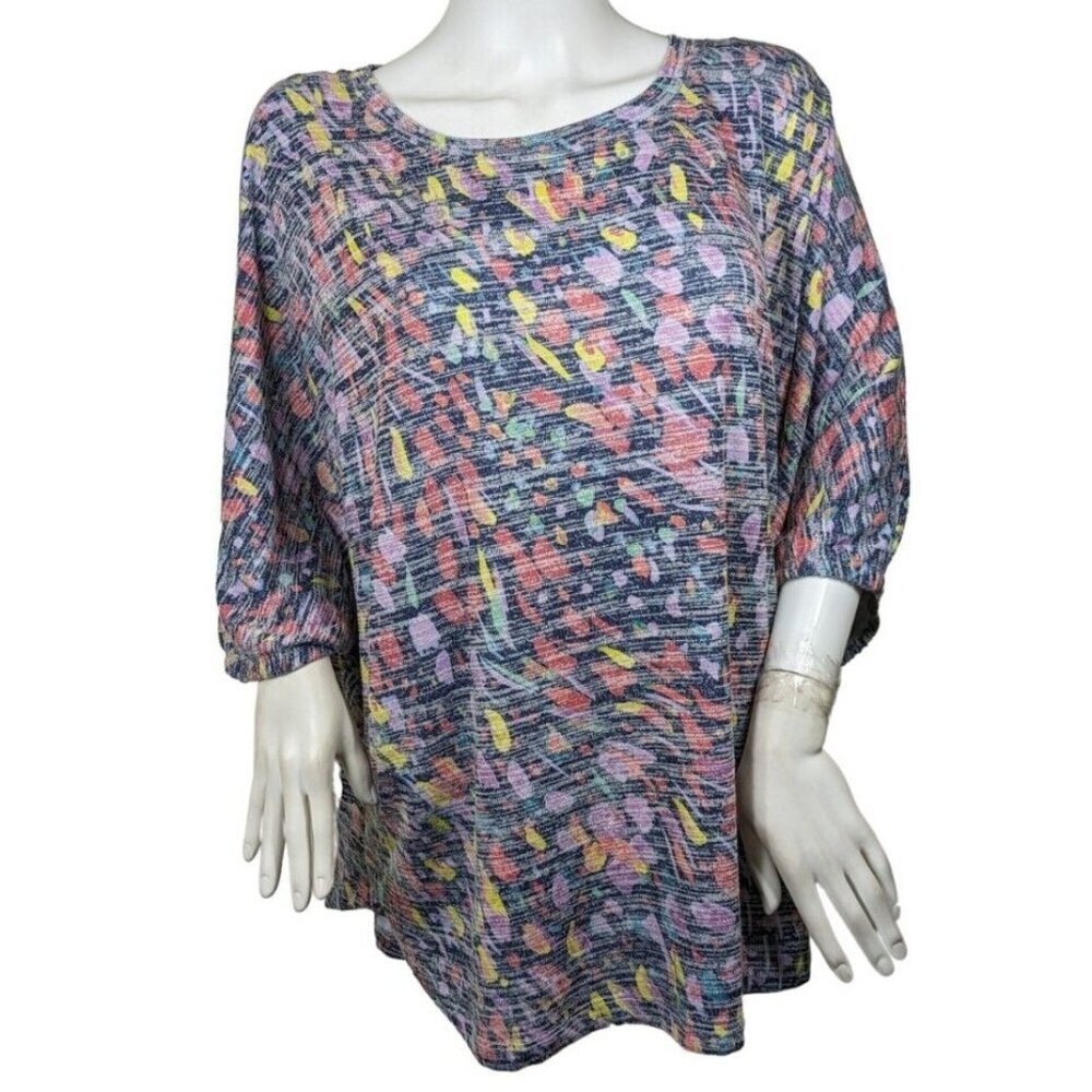 Westbound Women's Multi Color Pastel Confetti Short Sleeve Blouse Plus Size 2X